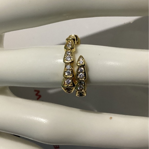 18k Gold Plated  Serpentine Snake Cz Diamond Pave Ring - Picture 3 of 15